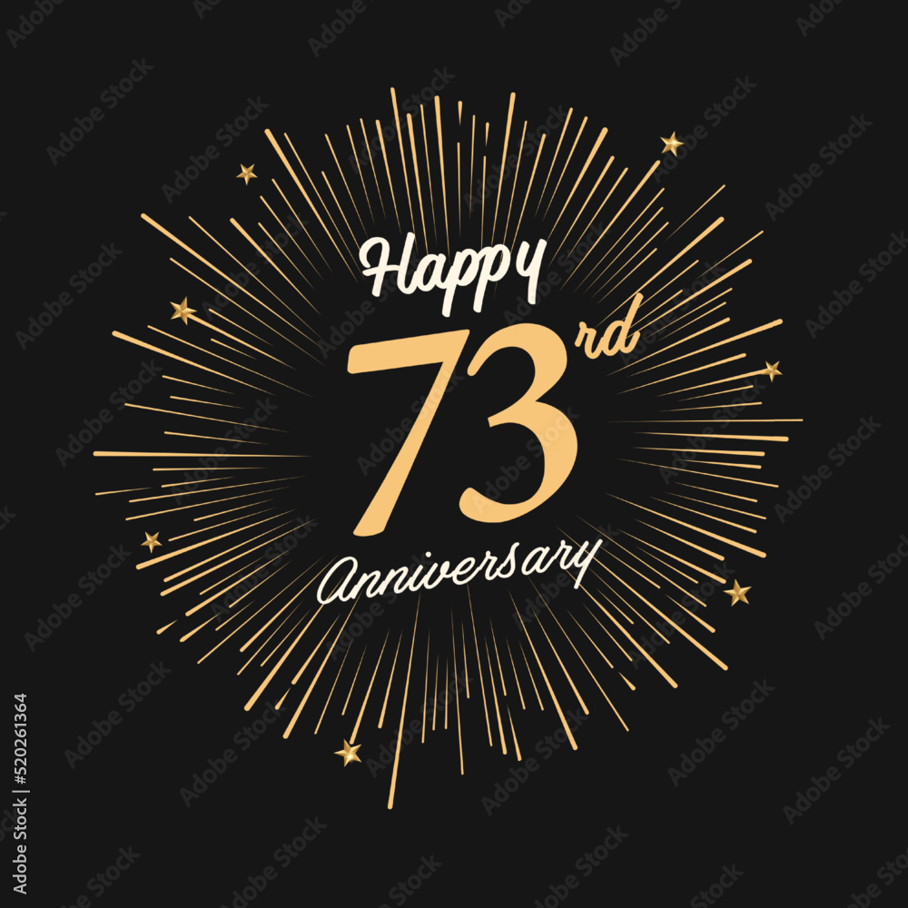 Fototapeta premium Happy 73rd Anniversary with fireworks and star on dark background.