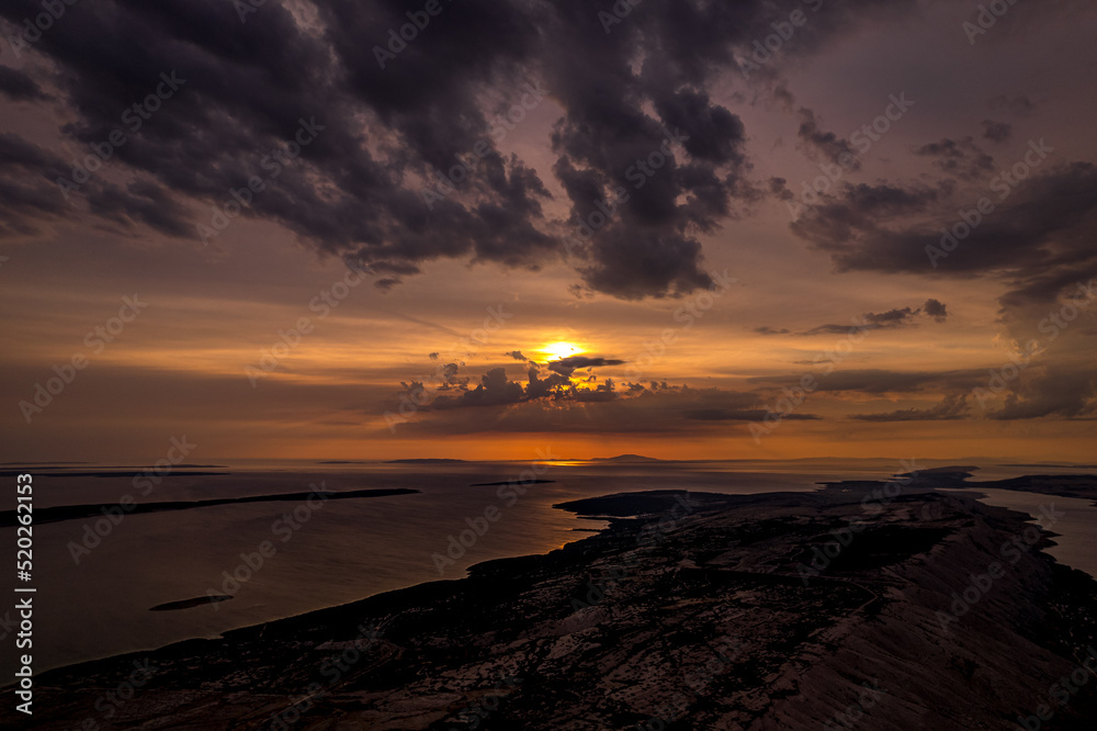 Obraz premium sunset on the sea, Pag, Croatia