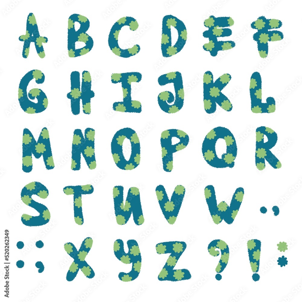 Set English cartoon alphabet for stickers and kids and school accessories and notebooks and fabrics and wrapping paper Set English cartoon alphabet for stickers and kids and school accessories and notebooks and fabrics and wrapping paper