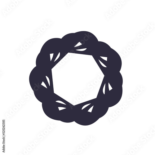 Geometric tribal mandala radial floral vector design - Silhouette of black and white tattoo abstract shape symbol - Spiritual sacred design for meditation, decoration, deco, wall, print, web, pattern