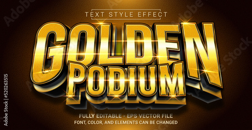 Golden Podium Text Style Effect. Editable Graphic Text Template.