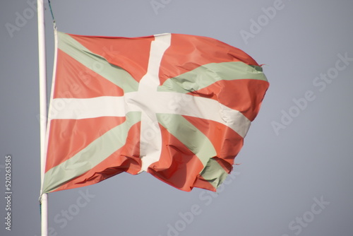 Basque flag waving in the air