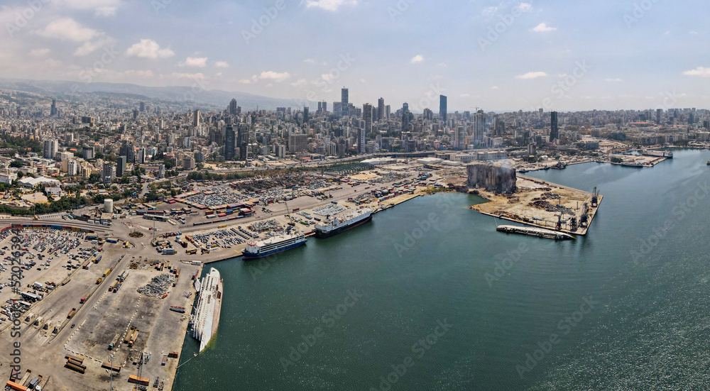 Beirut Port Explosion Blast Site Drone Shot - August 2022