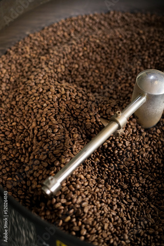coffee roasting process. close up