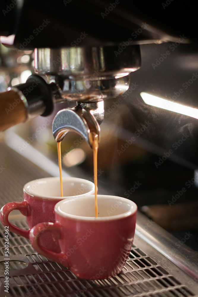 the process of making coffee in a coffee machine StockFoto Adobe Stock