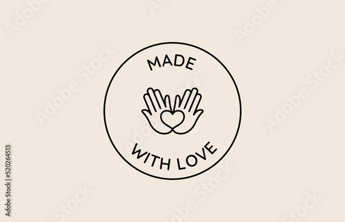 Vector logo design template and badge in simple linear style - handmade badge, hand made  with love