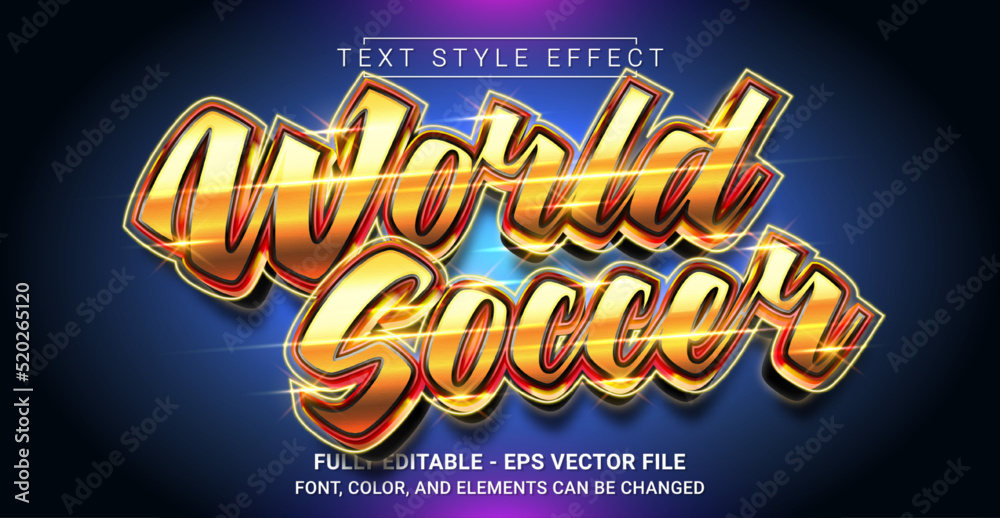 World Soccer Text Style Effect. Editable Graphic Text Template.
