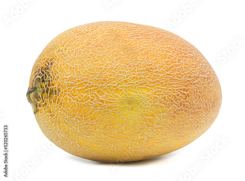 Whole ripe yellow melon isolated on white background