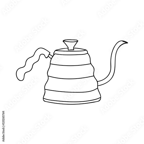 Coffee pot doodle illustration in vector. Coffee pot hand drawn illustration in vector. Coffee kettle doodle illustration