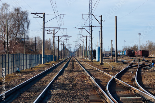 electrified railway on a blue sky background