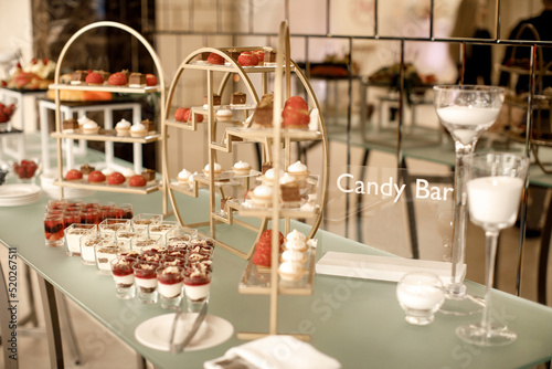 Rows of desserts on the wedding table