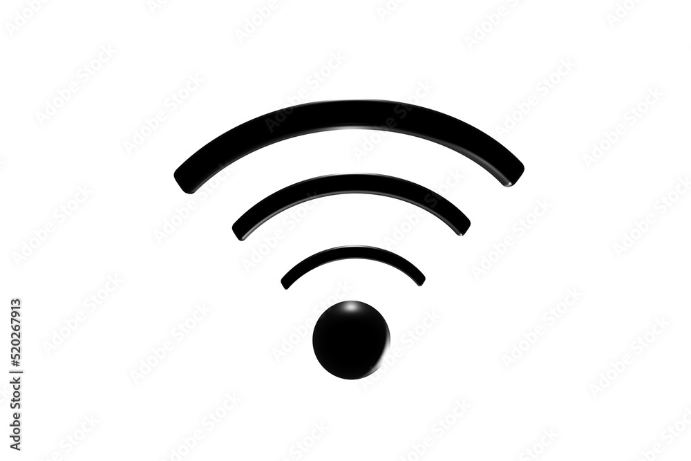 3D wifi sign symbol black white background isolated 3D wifi sign symbol black white background isolated