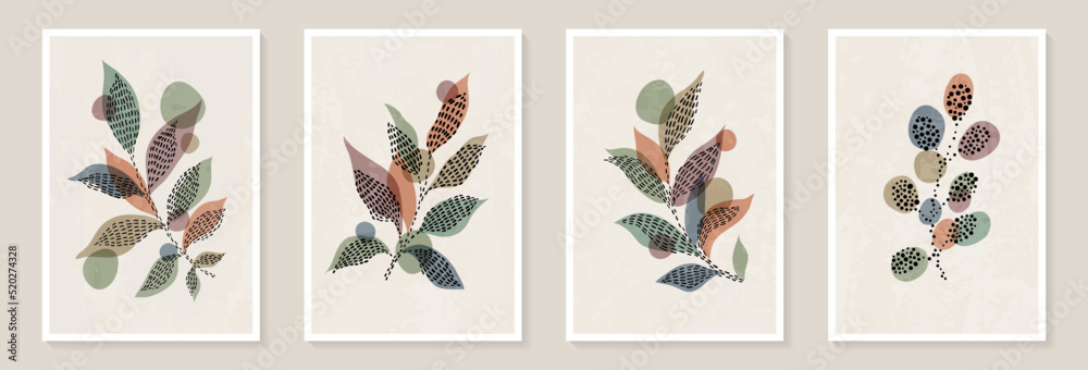 Creative minimalist Abstract art background with leaves branch and Hand Drawn doodle Scribble floral plants. Abstract leaf. Design wall decoration, postcard, poster or brochure Creative minimalist Abstract art background with leaves branch and Hand Drawn doodle Scribble floral plants. Abstract leaf. Design wall decoration, postcard, poster or brochure