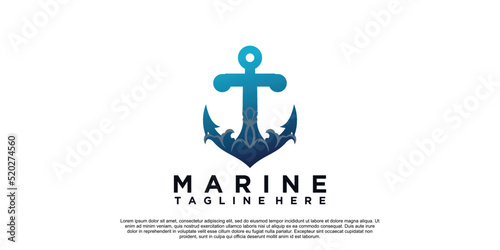 Marine Achor logo design with creative unique style Premium Vector part 1