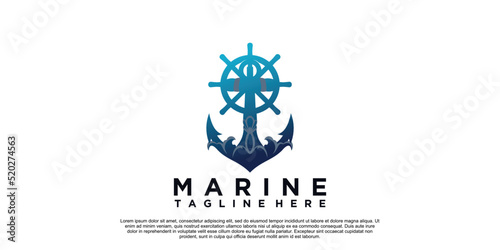 Marine Achor logo design with creative unique style Premium Vector part 2