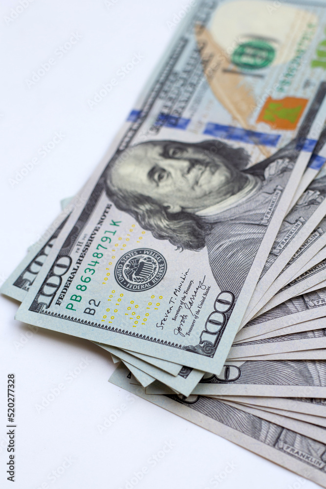 One hundred dollar banknotes. Financial concept One hundred dollar banknotes. Financial concept