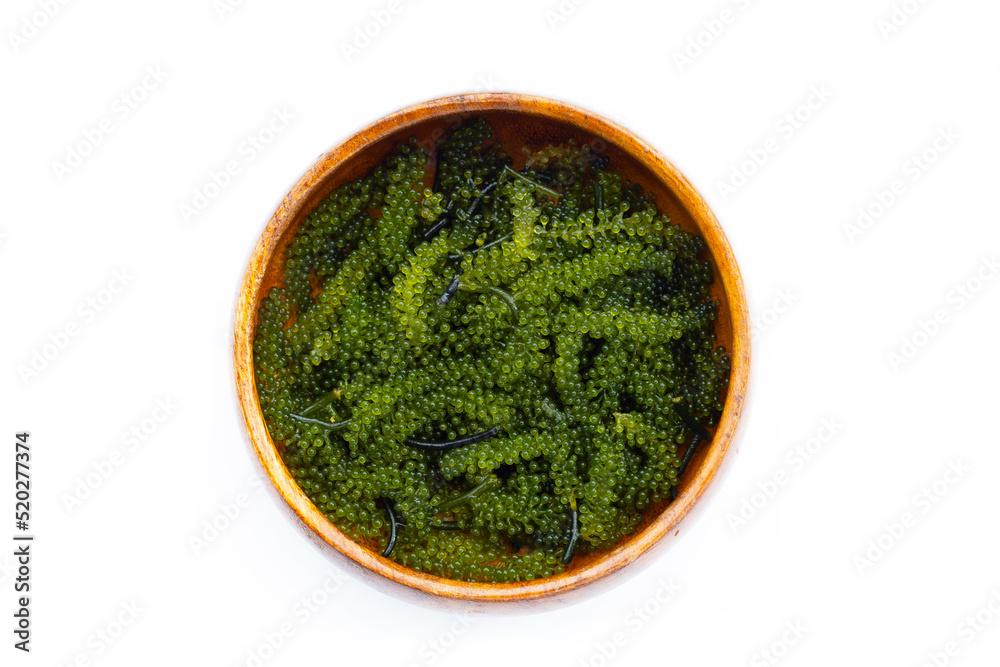 Sea grape seaweed on wihte background. Sea grape seaweed on wihte background.