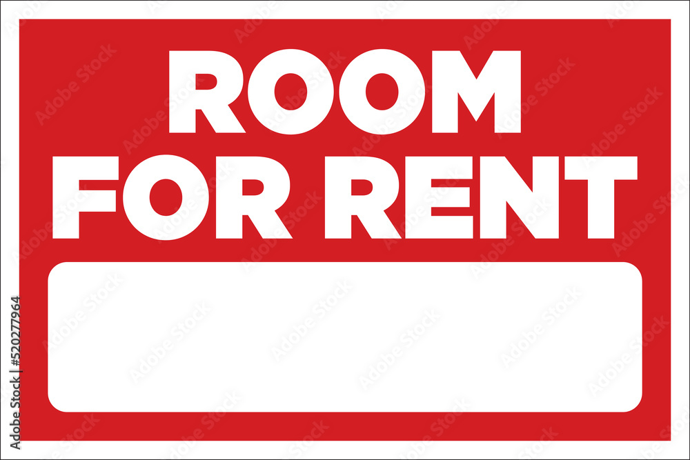 Room For Rent Sign | Standard Window Sign Template for Homes, Apartments  and/or Subleases Stock Vector | Adobe Stock