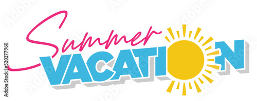 Summer Vacation Clipart | Travel Graphic | Seasonal Label with Sun Icon | Tourism Resource