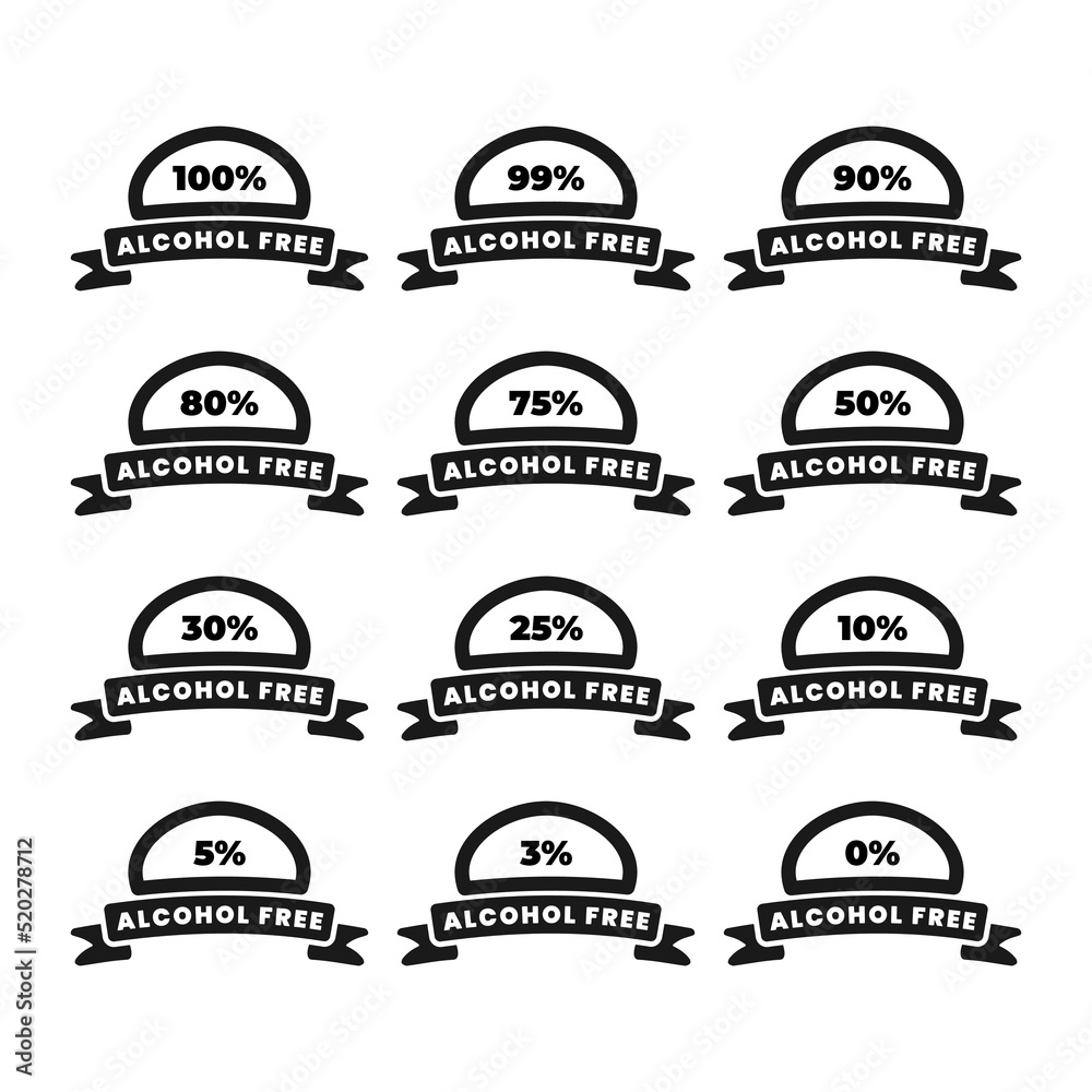 0 percent to 100 percent alcohol-free label in black and white and simple style 0 percent to 100 percent alcohol-free label in black and white and simple style