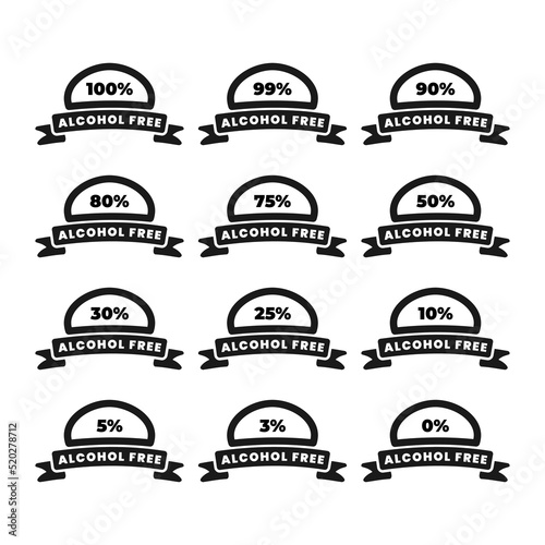 0 percent to 100 percent alcohol-free label in black and white and simple style