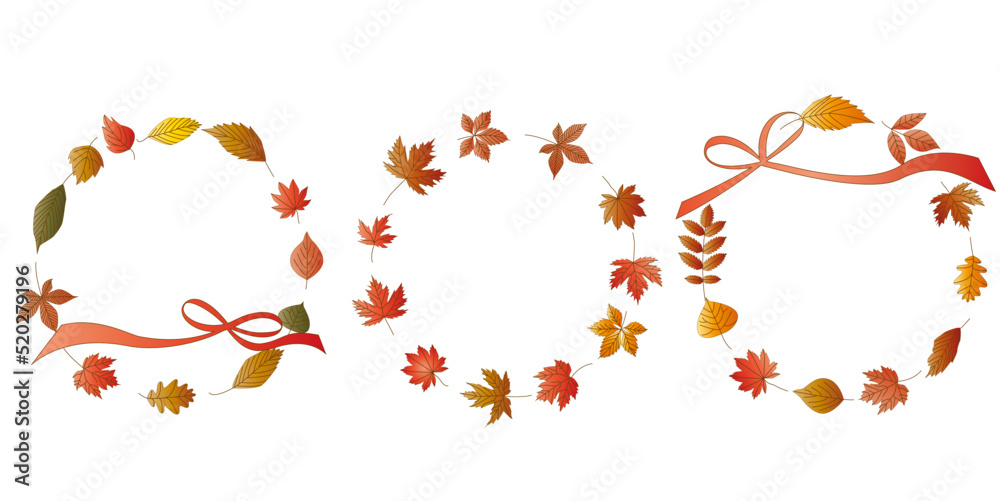 custom made wallpaper toronto digitalSet of Autumn botanical Wreath. Autumn leaves decoration illustration. Autumn seasonal decoration frame collection. Autumn event, thanksgiving and autumn festival design elements. Vector illustration.