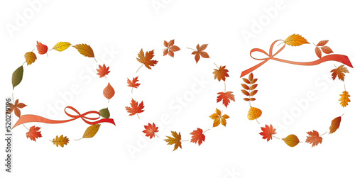 Wallpaper Mural Set of Autumn botanical Wreath. Autumn leaves decoration illustration. Autumn seasonal decoration frame collection. Autumn event, thanksgiving and autumn festival design elements. Vector illustration. Torontodigital.ca