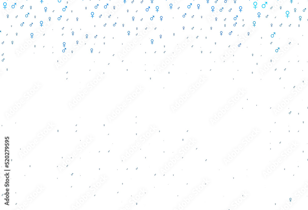 Light blue vector background with gender symbols.