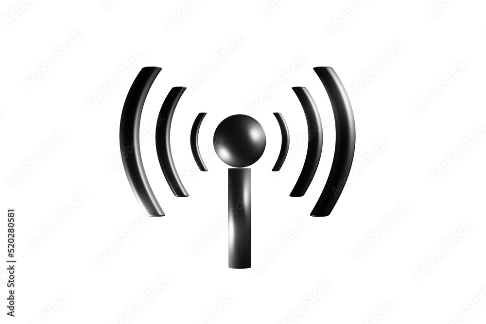3D wifi sign symbol black white background isolated 3D wifi sign symbol black white background isolated