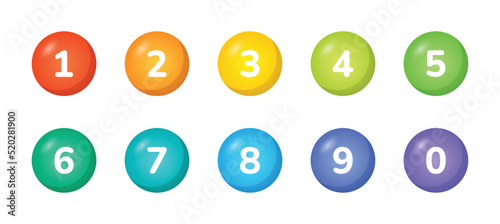 Bullet number on colorful circle shapes vector set elements illustration for infographic design.