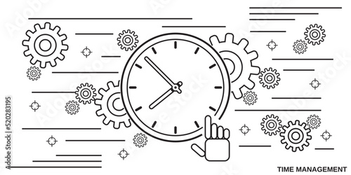 Time management thin line art style vector concept illustration