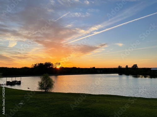 sunset over the pond