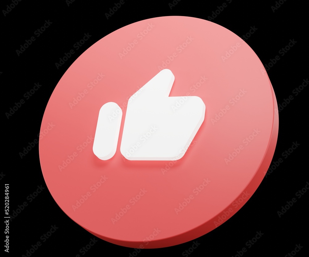 like notification icon, Social media notification icon with like symbol on black isolated background. 3d illustration rendering like notification icon, Social media notification icon with like symbol on black isolated background. 3d illustration rendering