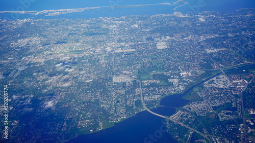 Aerial view of Tampa bay, st petersburg and clearwater in Florida, USA