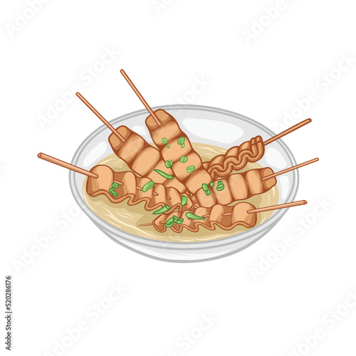Eomuk or Odeng A Traditional Korean Food, Fish Cakes. Icon Logo Food Illustration 