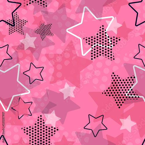 Pink punk rock stars pattern