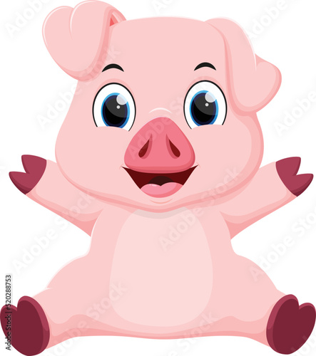 Cute Baby Pig cartoon  isolated on white background