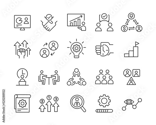 Business Management Icons - Vector Line. Editable Stroke. 