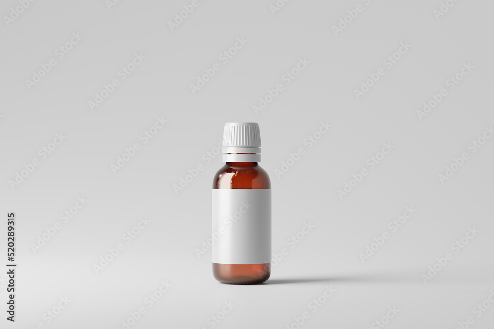 Glass Medicine or Cosmetic Bottle Mockup Scene Glass Medicine or Cosmetic Bottle Mockup Scene