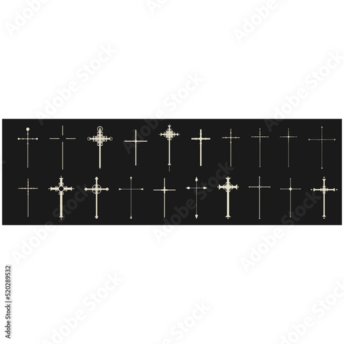 Christian crosses icons collection. Religion concept illustration