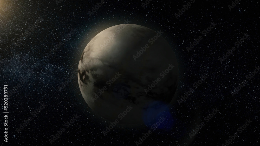 Naklejka premium Saturn and his ring system. View of Saturn from Titan. Titan Saturn moon