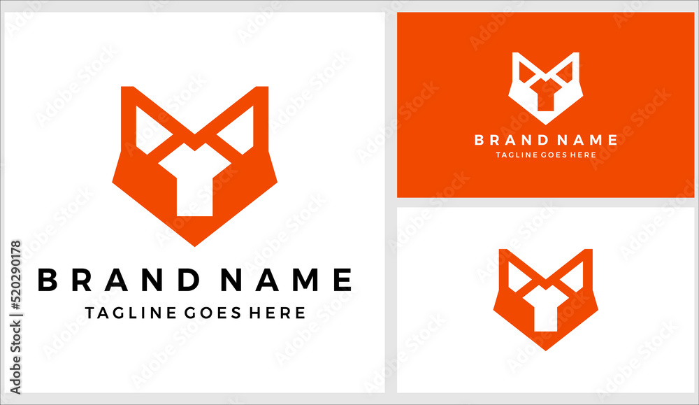 Flat head fox logo design vector Flat head fox logo design vector