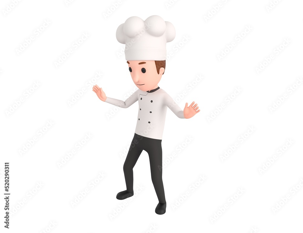 Chef character surprise and shocked in 3d rendering. Chef character surprise and shocked in 3d rendering.