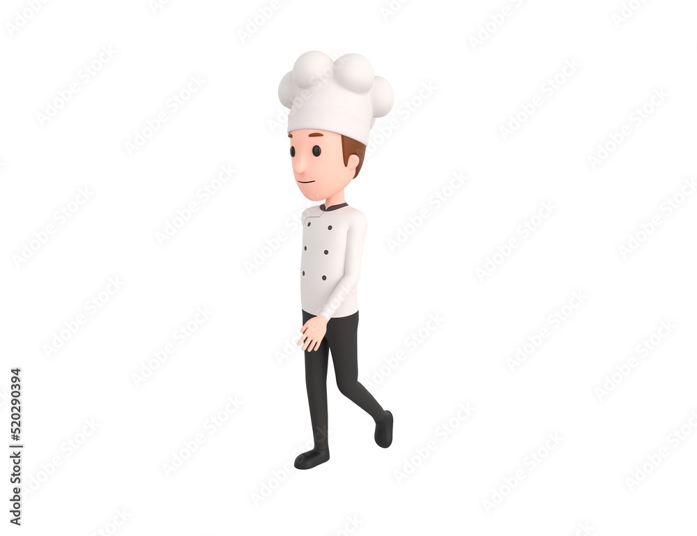 Chef character walking in 3d rendering. Chef character walking in 3d rendering.