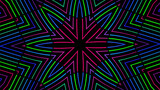 Abstract radial background with animation of moving colorful patterns. Animation. Cartoon kaleidoscope, concept of LSD effect, seamless loop.