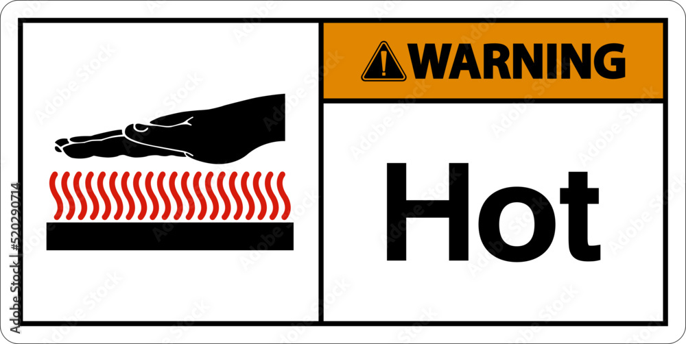 Warning Hot Symbol On White Background