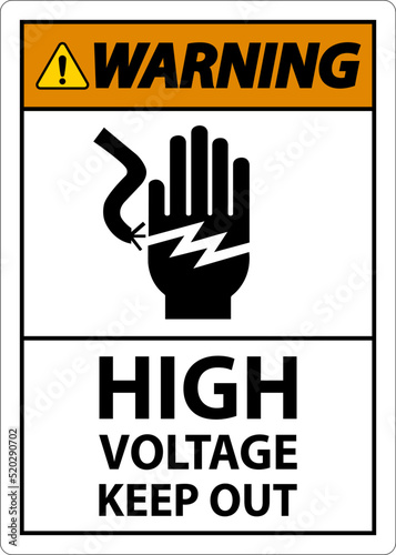 Warning High Voltage Keep Out Sign On White Background