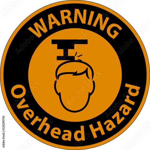 Warning Overhead Hazard Sign On White Background