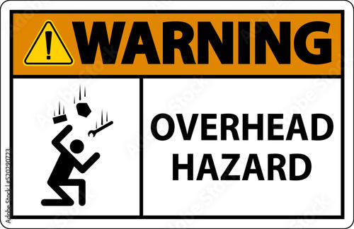Warning Overhead Hazard Sign On White Background