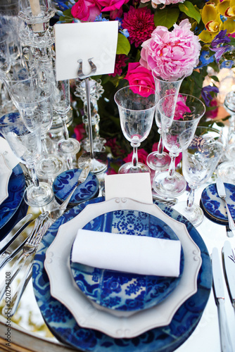 Decorated served table for wedding party or other event